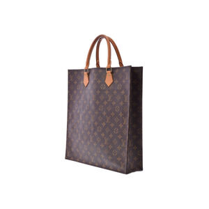 Louis Vuitton Sac Monogram Tote Plat Brown Leather Bag